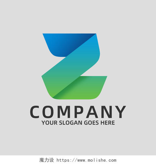 蓝绿渐变简约字母Zlogo企业标志标识英文字母logo设计
